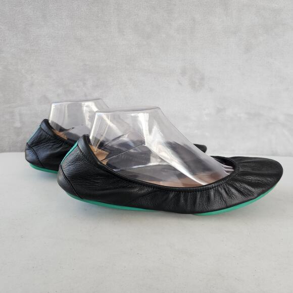 Tieks Gavrieli Ballet Flats Womens Size 11 Matte Black Italian Leather Teal Shoe - Picture 10 of 11